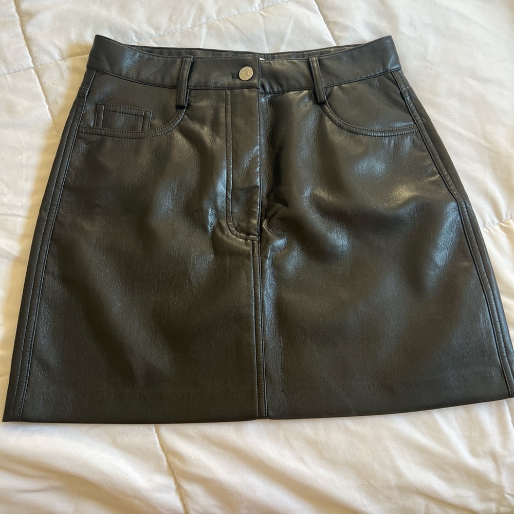Wilfred Black Faux Leather Mini Skirt